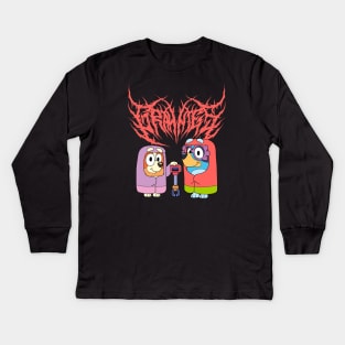 Black Metal Bluey Grannies Janet & Rita Kids Long Sleeve T-Shirt